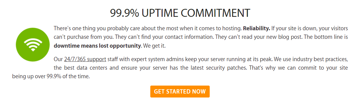 A2Hosting uptime guarantees