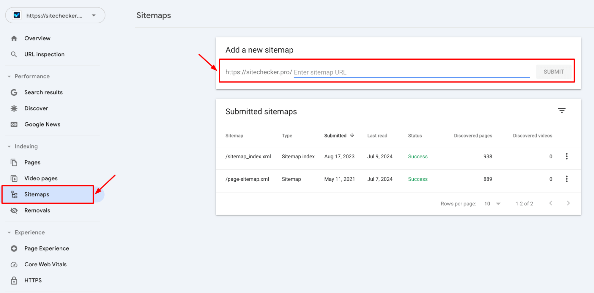 Add New Sitemap GSC