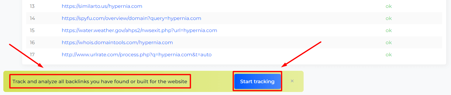 Backlink Generator Start Tracking