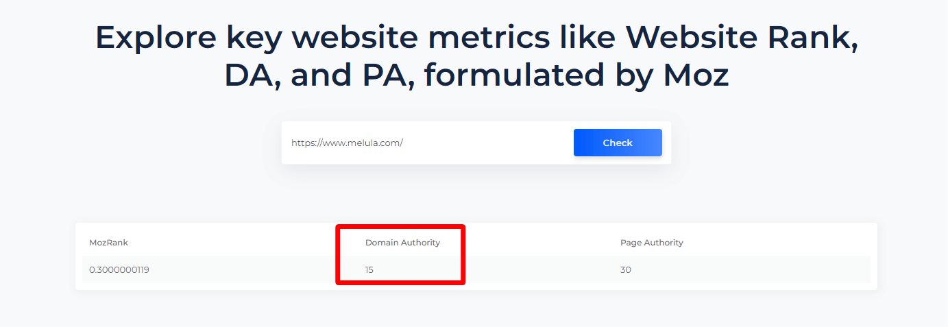 Domain Authority Metric