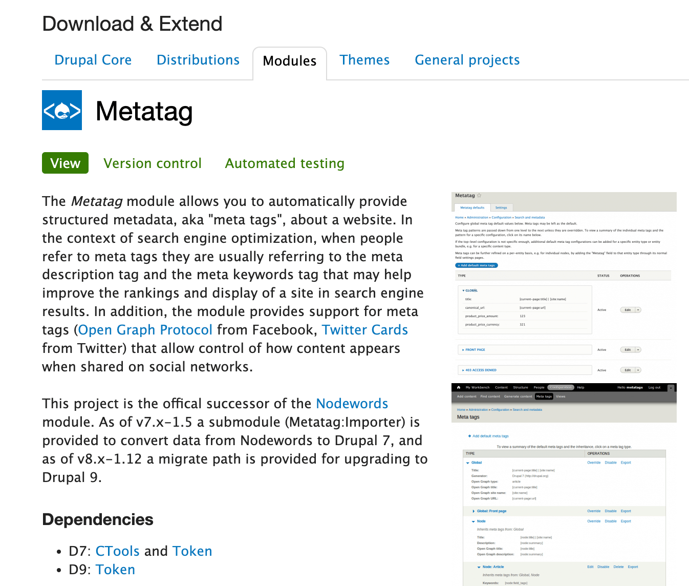 Drupal Metatags