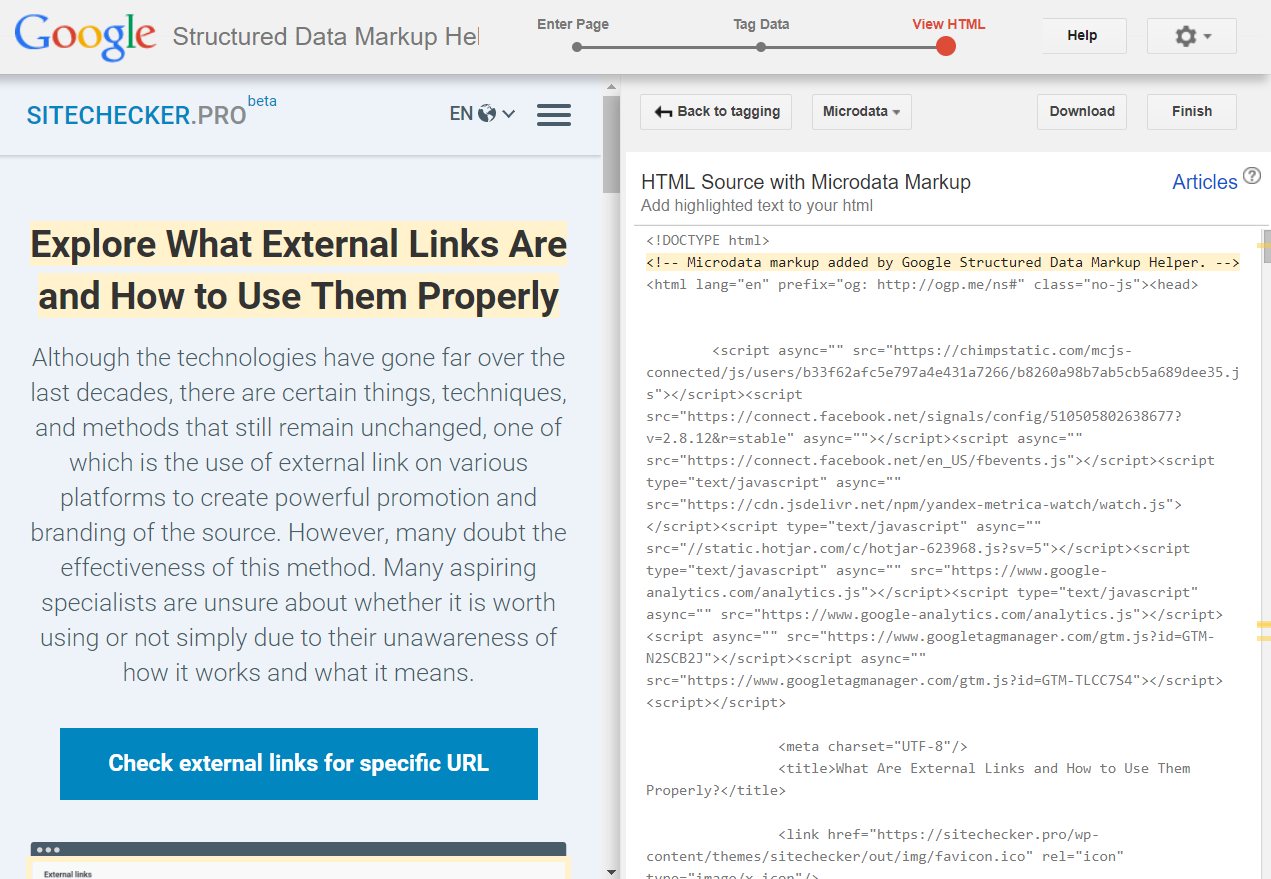 Structured data tool