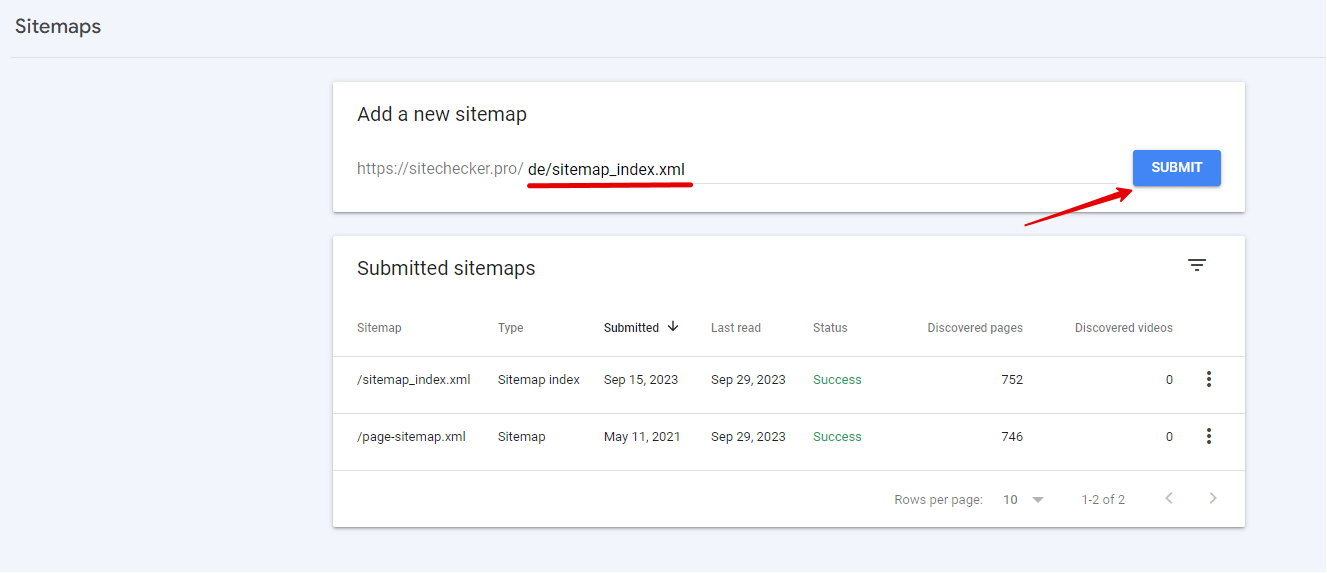 GSC Add Sitemap