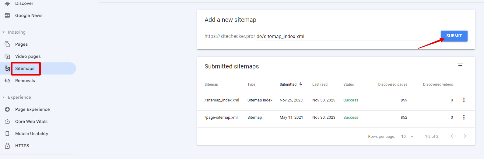 GSC Sitemap Submit