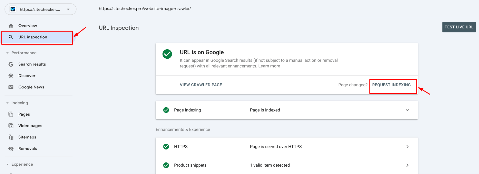 GSC URL Indexing