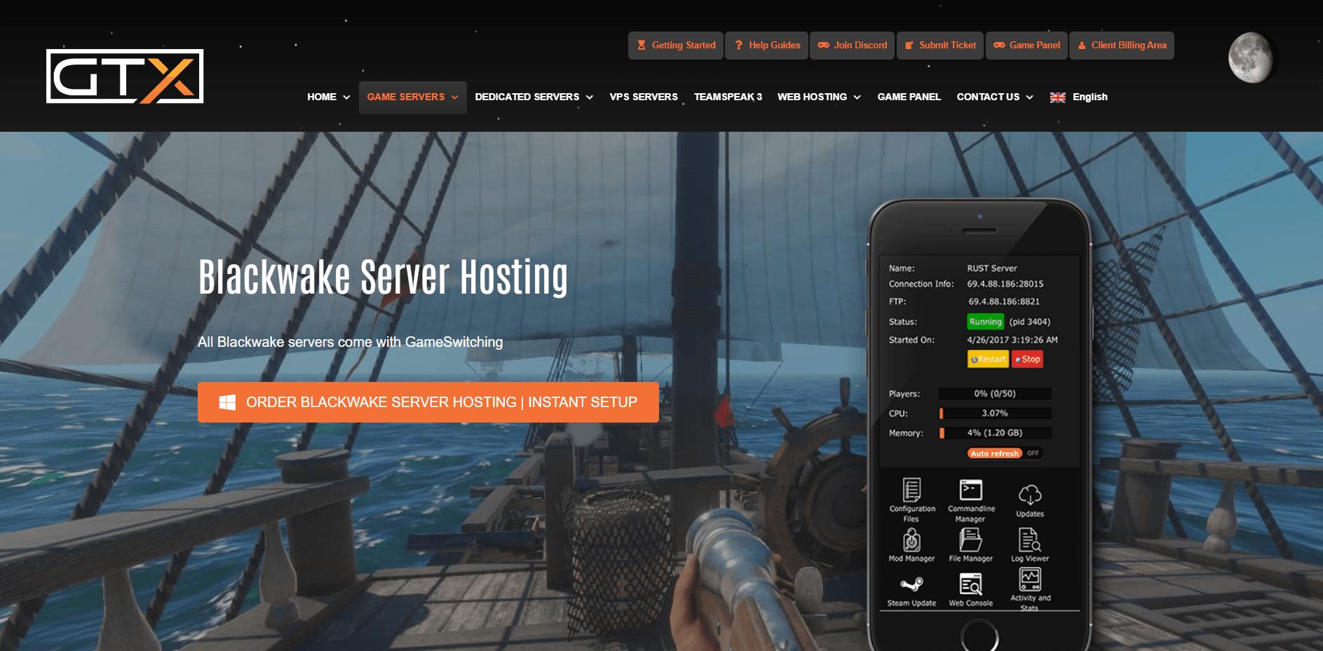 GTX Gaming is a trusted Blackwake server hosting provider