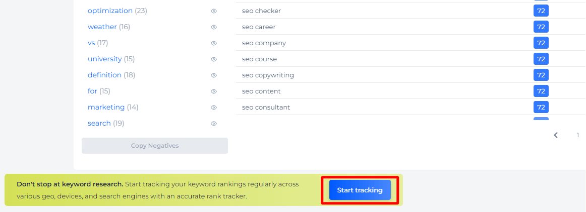 Keyword Suggestion Tool Start Tracking