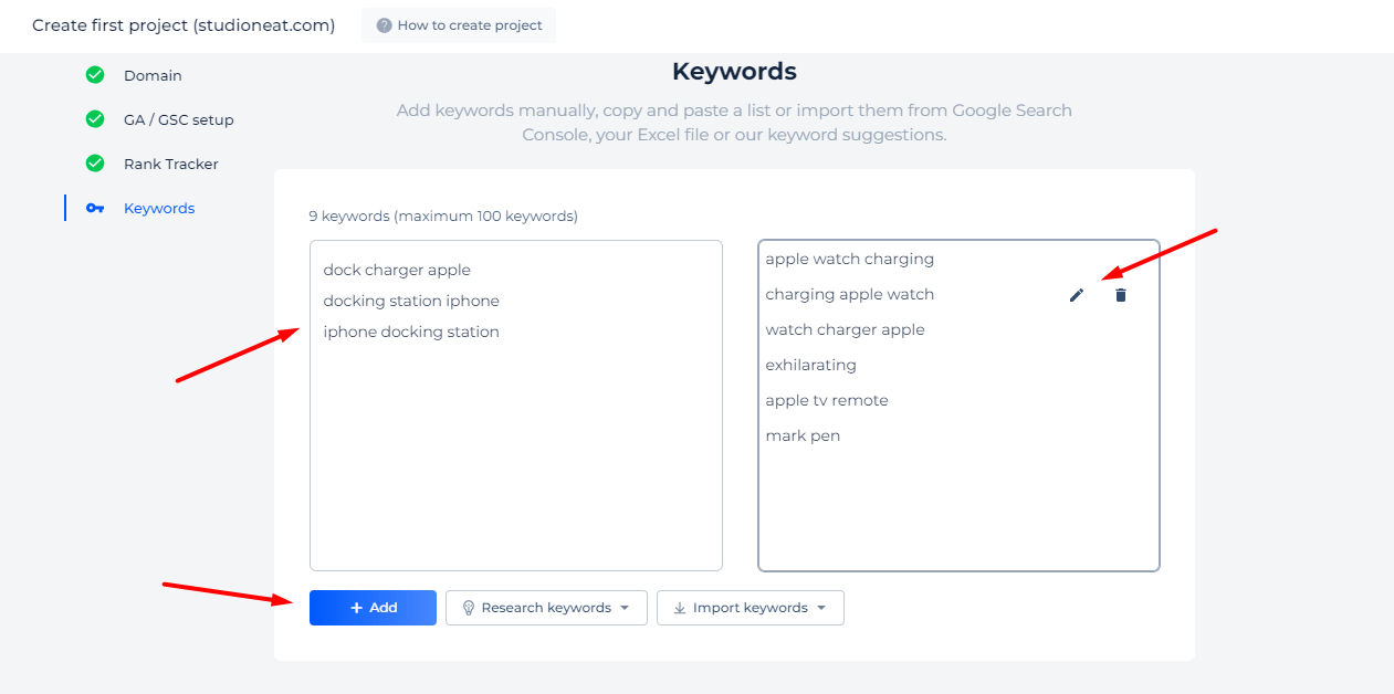 Manual Keyword Addition