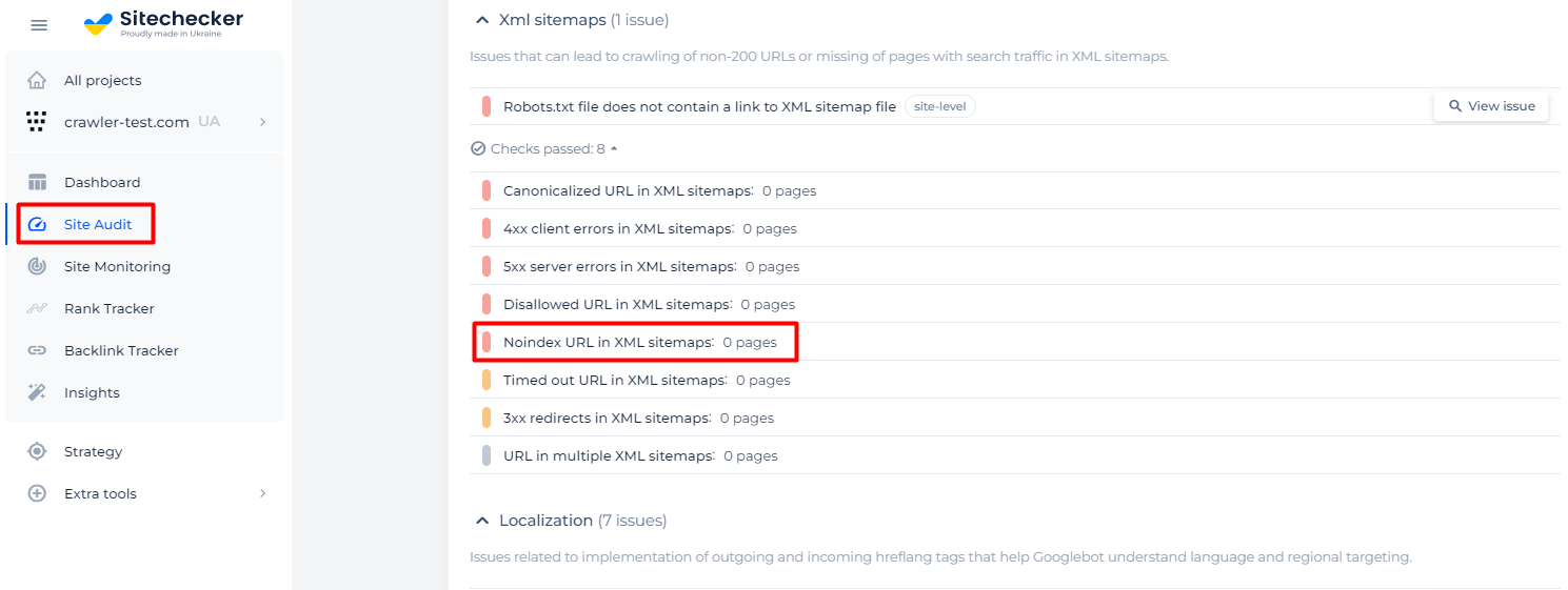 Noindex URL Sitemap