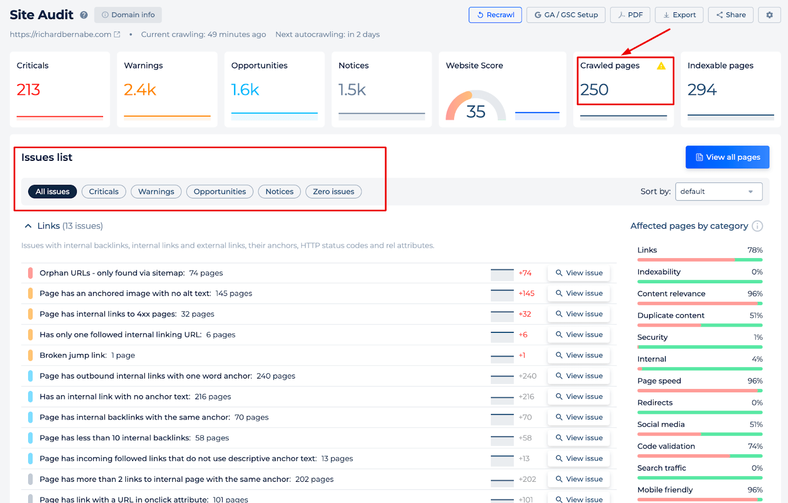 Page Counter Issues List