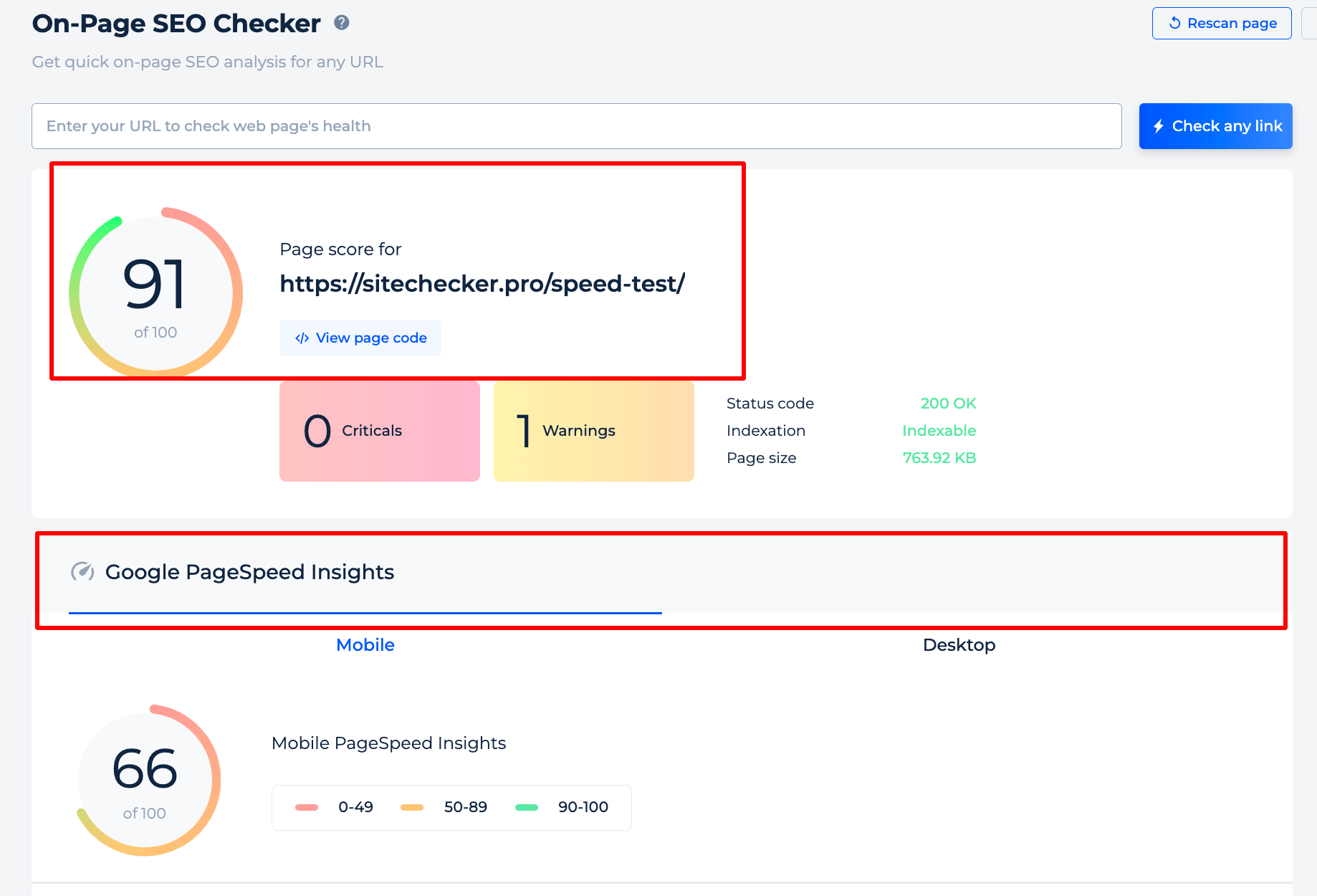 Page Speed Results