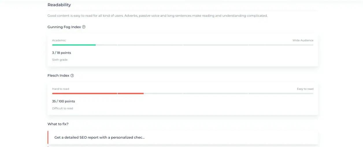 Readability Checker Results - make readability tests to improve spelling mistakes