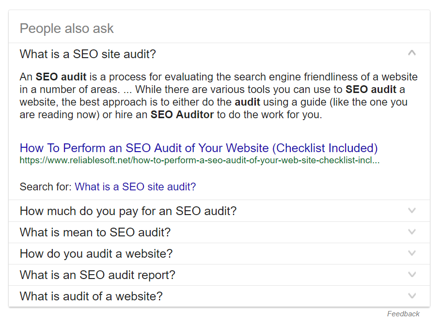 Screenshot of related questions block in SERP