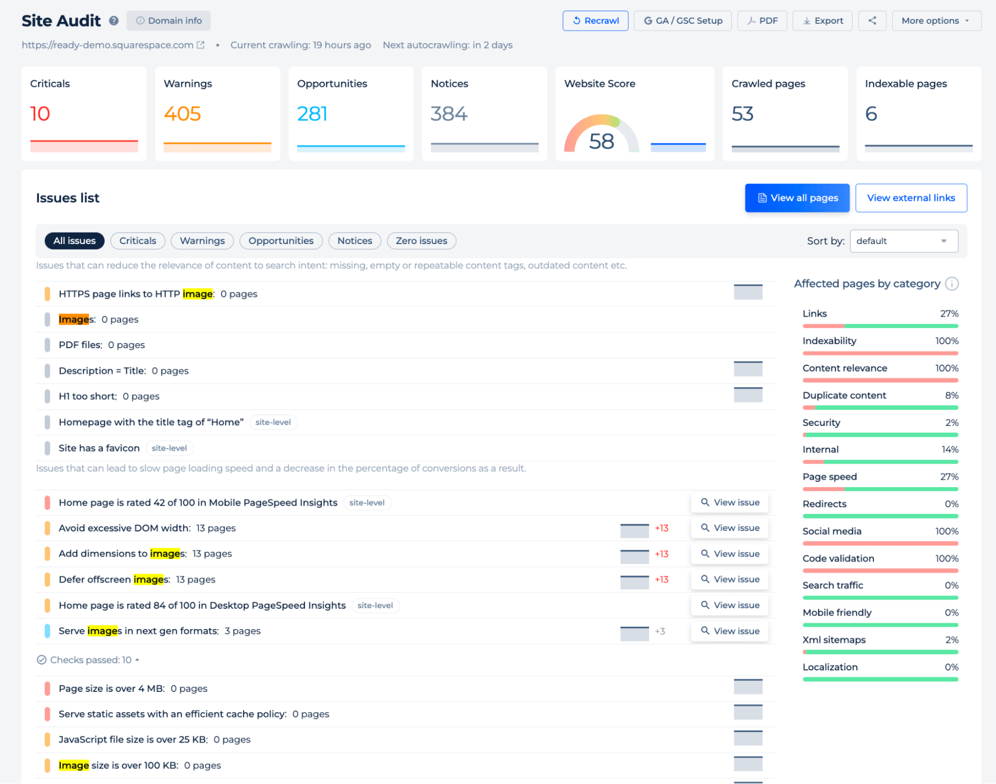 Site Audit Images Issues