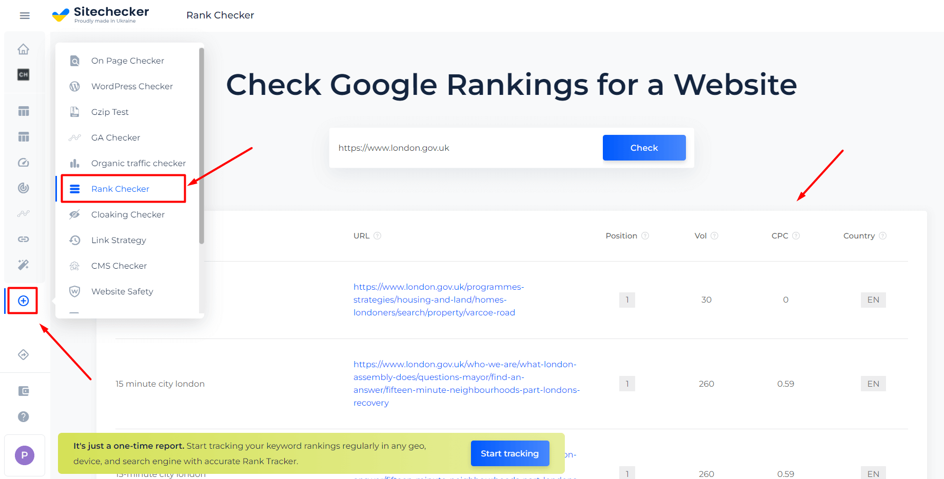 Sitechecker Rank Checker