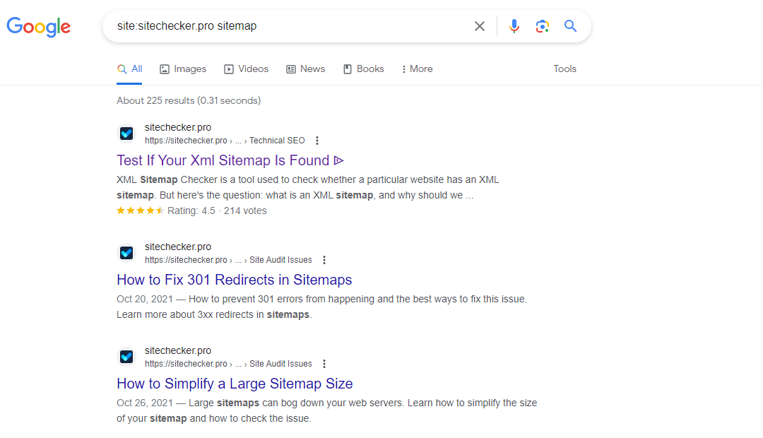 Sitemap SERP