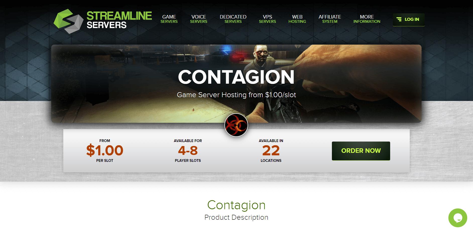 Contagion server hosting by Streamline servers