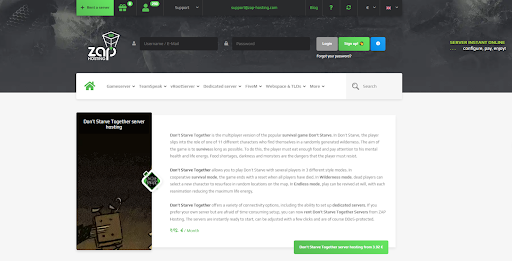 Don't Starve Together server hosting via Zap Hosting