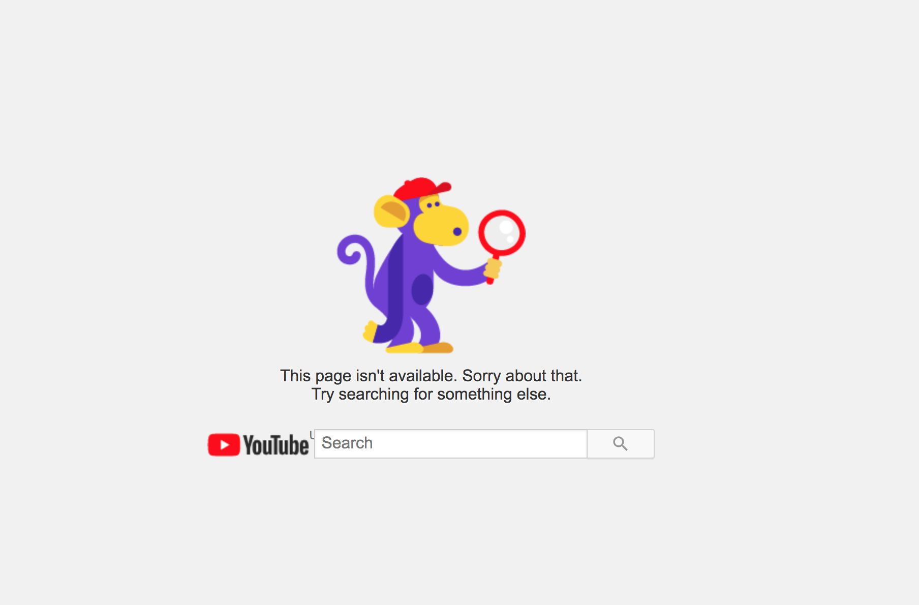 Youtube’s custom 404 page